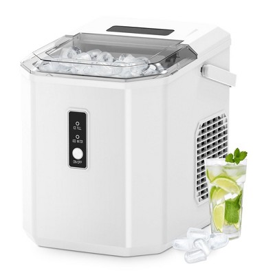 Simzlife Ice Makers Countertop-9 Bullet Cubes in 6 Mins, 26 Lbs/day, Portable Ice Maker with Carry Handle, Auto-Cleaning, for party/home/office, White