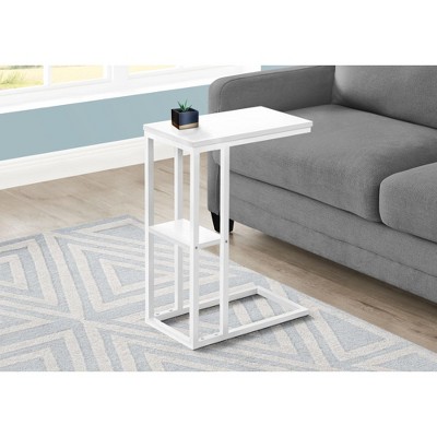 Sapphtopaz Modern C-Shaped End Table with Metal Base Frame Coffee Table with Rectangular Tabletop Sofa Side Table for Living Room,Bedroom