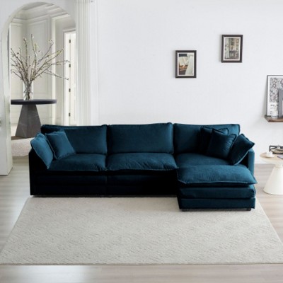Oversized Modular Sofa: L-Shape, Reversible Ottoman, Comfy Upholstery