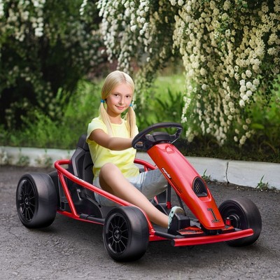Whisen Kids’ Go Kart with Safety Belt, Backrest and All-Terrain Wheels, Outdoor Riding Toy Gift for 8-12 Years Old