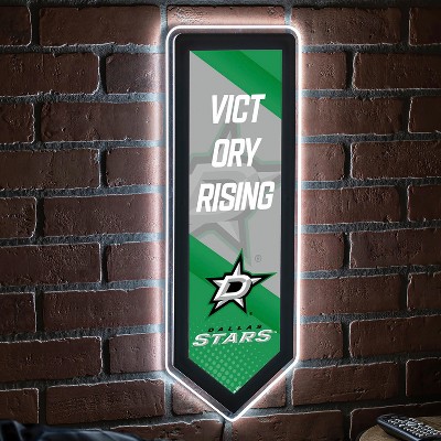 Evergreen Ultra-Thin Glazelight LED Wall Decor, Pennant, Dallas Stars- 9 x 23 Inches Made In USA