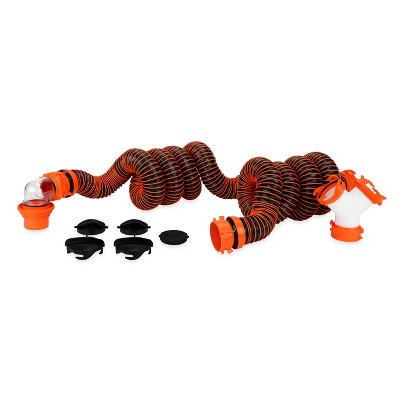 Camco RhinoEXTREME 20 Feet Sewer Hose Kit with 360-Degree Clear Swivel Wye Fitting, TPE Technology, and Removable 4-in-1 Adapter for RV/Camper Cars