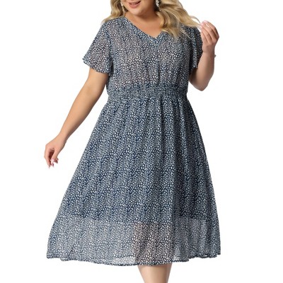 Agnes Orinda Women's Stylish Plus Size Trendy Smocked Waist A-Line Flowy Midi Sundresses