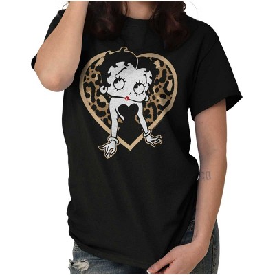 Betty Boop Leopard Print Heart Womens Graphic T Shirt Tees Brisco Brands