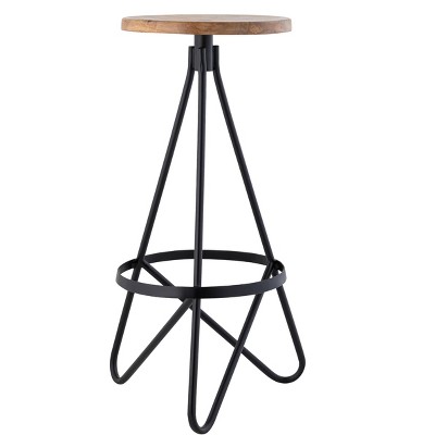 JONATHAN Y Spiroa Modern Industrial Metal Backless Circular Bar Stool