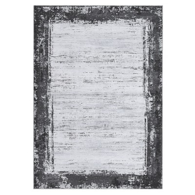 Washable Chenille Bordered Living Room Rugs, Geometric Non Slip Bedroom Dining Room Carpet, Modern Indoor Floor Rugs