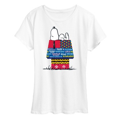 Women's - Peanuts - Snoopy Patchwork Doghouse Short Sleeve Graphic T-Shirt