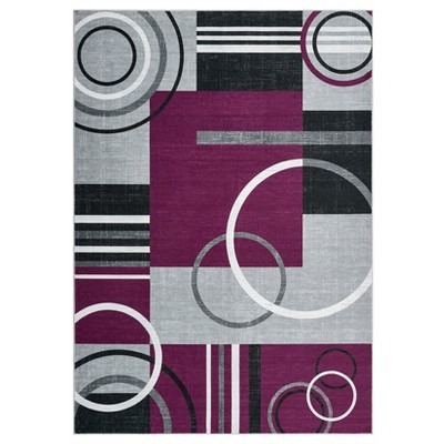 Modern Geometric Area Rug for Living Room Bedroom, Washable Soft Non Slip Large Dining Room Carpet with Circle Print