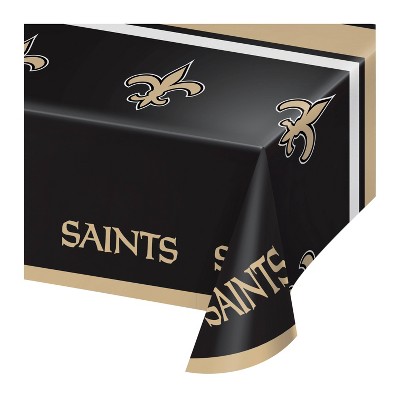3ct New Orleans Saints Football Reusable Tablecloth: NFL Plastic Logo Tableware, Super Bowl Party Decor, 102"x54", Gold & Black