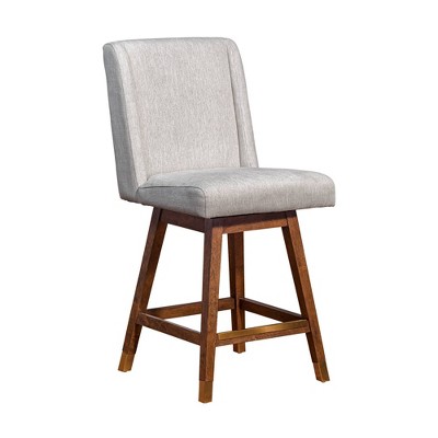 Armen Living Stancoste Wood Finish with Fabric Swivel Counter Height Barstool