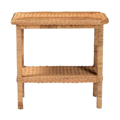 bali & pari Minahasa Braided Rattan Side Table Light Honey