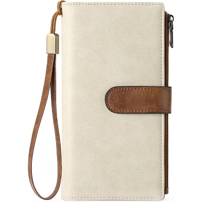 FATMOON Womens Wallets,Large Capacity Credit Card Holder RFID,Wallet Women Double Zipper Pocket Leather Bifold Ladies Wristlet Clutch Wallet
