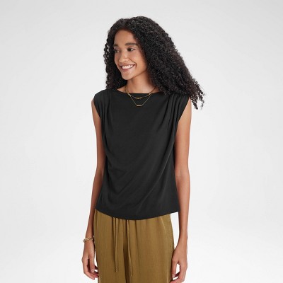 Women's Ruched Knit Cap Sleeve Top - A New Day™