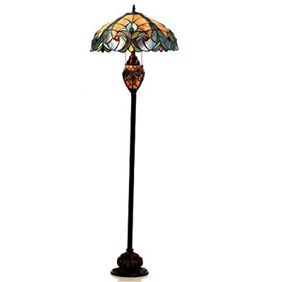 HomeStock Liaison Tiffany-Style 3 Light Victorian Double Lit Floor Lamp 18" Shade