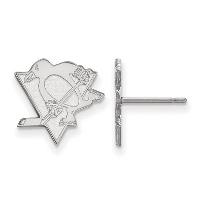 Black Bow Jewelry Sterling Silver Pittsburgh Penguins NHL Stud Earrings