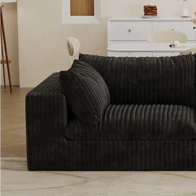 Whisen Cloud Sofa, Corduroy Fabric, Deep Seat Couche