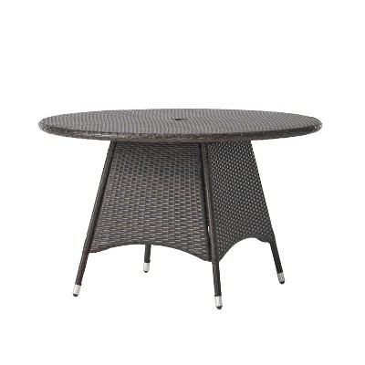 Dexmalle Brown Outdoor Rattan Surface Dining Table