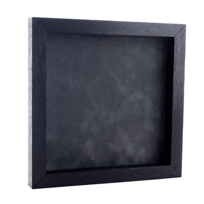 PosterPalooza | 13x13 Shadow Box Frame Textured Black Wood, 3/4" Depth, Dark Grey Suede Backing, UV Acrylic