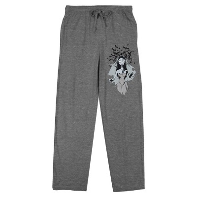 The Corpse Bride Emily With Bats Women's Heather Gray Sleep Pajama Pants
