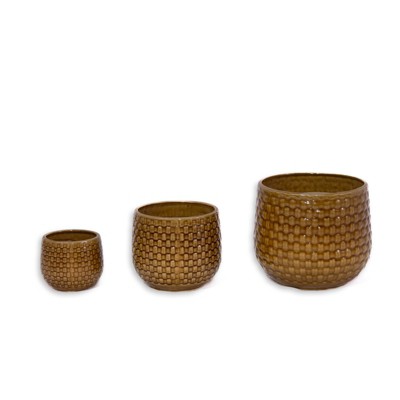 DSVIMOY Planter, 3PCS Flower Pot, Modern Planter for Patio, Garden, Windowsill,Orange&Dark Brown, 9.5"*9.5"*8.1"