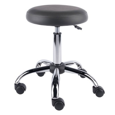 Winsome Clyde Adjustable Cushion Swivel Counter Height Barstool Charcoal/Chrome: Faux Leather, Metal Frame, Task Stool with Casters