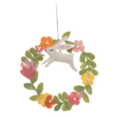 Gallerie II 9.06" Easter Spring Bunny Rabbit Floral Flowers Decorative Wreath
