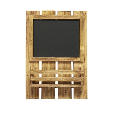 Chalkboard Sign with Key Holder Hooks and Mail Storage - Elegant Designs