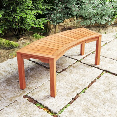 Costway 1/2/4 PCS Outdoor Curved Bench with Slatted Seat Wrap Around Tree Bench 2-Person Seating