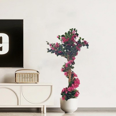 Artificial Bougainvillea Tree with Flowers and Leaves, Potted Faux Bougainvillea Plant for Home Office Garden Decor, Indoor Outdoor Use