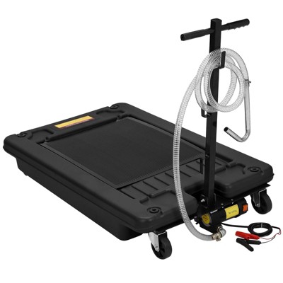 Oil Drain Pan 18 Gallon Tank, Low Profile Large Capacity Oil Change Pan, Foldable Hand, with Pump