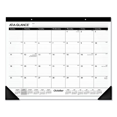 Academic Year Ruled Desk Pad, 21.75 x 17, White Sheets, Black Binding, Black Corners, 16-Month: Sept 2025 to Dec 2026