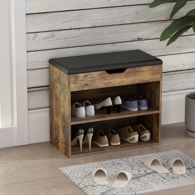 Famapy Shoe Bench Double Shelf Lightweight Modern Style