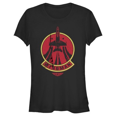 Juniors Womens Top Gun: Maverick Distressed Wingman Patch T-Shirt