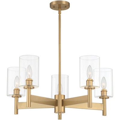 Possini Euro Design Lantico Gold Pendant Chandelier 24 1/2" Wide Modern Clear Glass 5-Light Fixture for Dining Room House Foyer Kitchen Island Bedroom