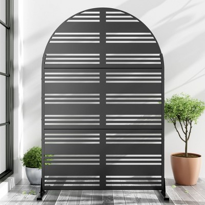 PexFix 72 in. x 47 in. Outdoor Privacy Arch Screen Galvanized Steel Panel Divider in Black