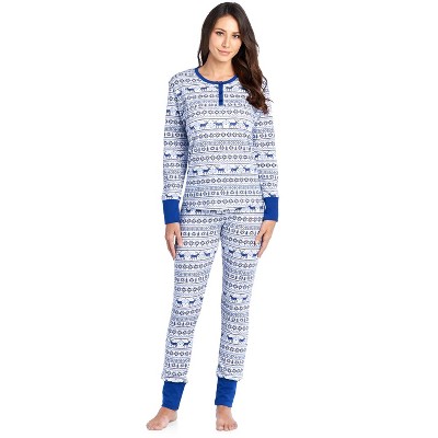 Ashford & Brooks Women's Printed Thermal Waffle Knit PJ Set