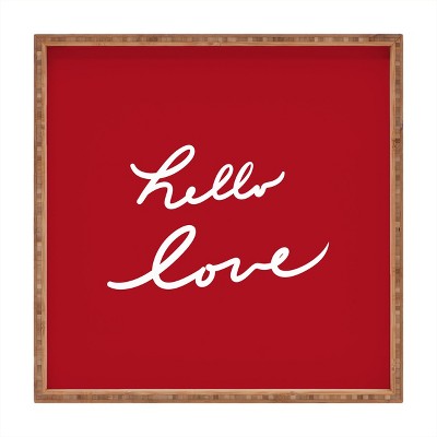 Lisa Argyropolous Hello Love Square Bamboo Tray - Deny Designs