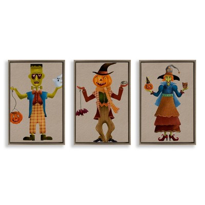 Stupell Industries Fun Halloween Friends 3pc Floating Frame Art Set