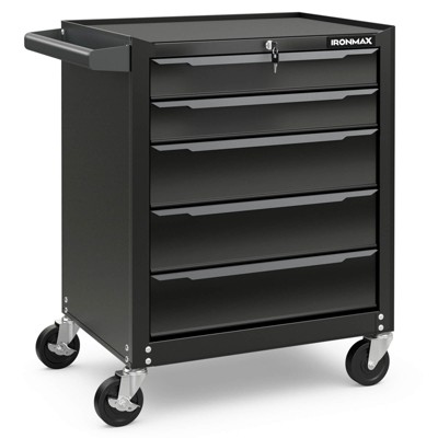 Costway Rolling Steel Tool Chest 5-Drawer Tool Storage Cabinet with Hanging Holes