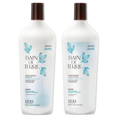 Bain de Terre Jasmine Moisturizing Shampoo & Jasmine Moisture Conditioner (13.5 oz) - DUO SET KIT for Dry, Dull Hair