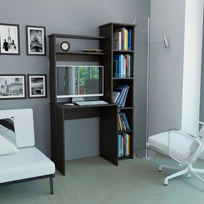 NicBex Home Office Desks Desk with Storage Office Home Desks Study Writing Table with 6 Open Shelves for Office Room