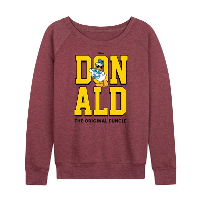 Women's - Disney - Vintage Donald Duck Art Lightweight French Terry Wide Neck Long Sleeve Graphic Shirt
