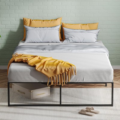 Full Metal Bed Frame Platform, 14 inch Full Bedframe with Sturdy Steel Slats Mattress Foundation No Box Spring Needed Easy Assemble Noise Free Black