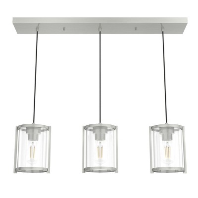 Hunter Fans 9" Astwood Ceiling Light Brushed Nickel - 3-Light Linear Cluster Pendant for Transitional & Farmhouse Spaces