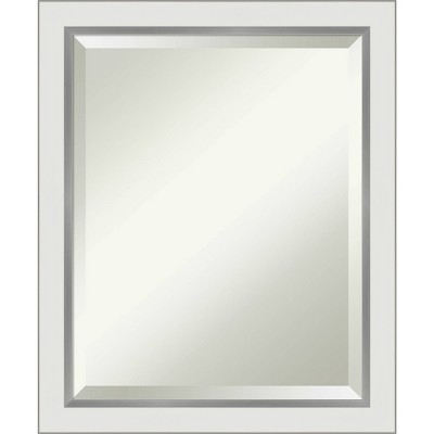 Amanti Art 19" x 23" Eva Narrow Framed Wall Mirror Silver : Modern Beveled, No Assembly Required