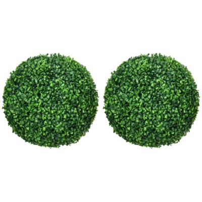 Syemin Artificial Plant Set of 2 Artificial Ball Boxwood Topiary Trees Balls Fake Plants for Home Office Living Room Decor, Green, 15.8"*15.8"*15.8"
