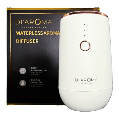 Di'Aroma Waterless Car Diffuser, 15ml Aromatherapy Cold Air Nebulizing Essential Oil Diffuser USB Rechargeable, Includes 2 Refill Bottles