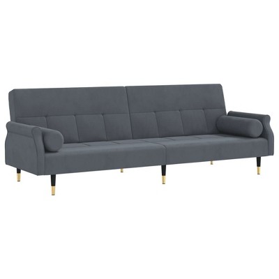 vidaXL Velvet Sofa Bed, Modern Style Convertible Couch, Comfortable Seating and Sleeping, Accommodates Overnight Guests, Dark Gray