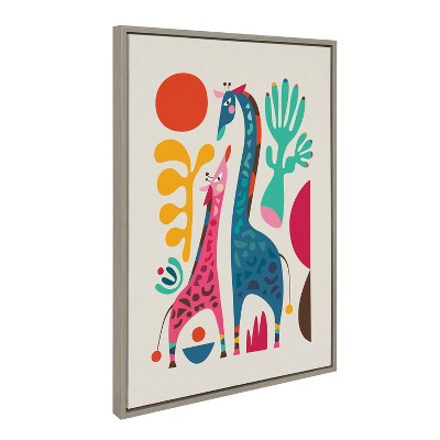 Sylvie Giraffe Love Framed Canvas by Rachel Lee of My Dream Wall - Kate & Laurel All Things Decor