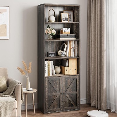 COUCHETA 71'' Tall 6-Tier Farmhouse Bookcase  with Drawer Industrial Style  Narrow Storage Organizer
